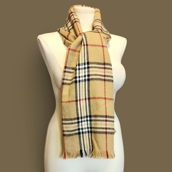 unbranded Accessories - Classic Beige Tan Black Red & White Checker Nova Pattern Scarf & Or Shawl Preppy